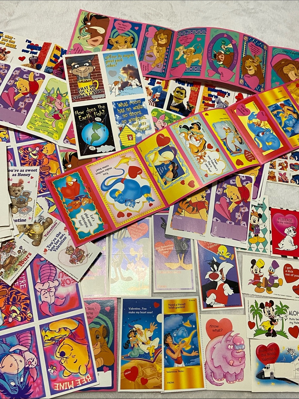 Vintage 90s Colorful Disney & Cartoon Valentine card lot